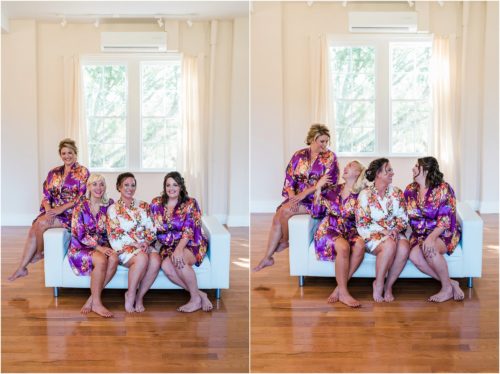 Bridesmaids sitting on couch at Banyan Estate Wedding