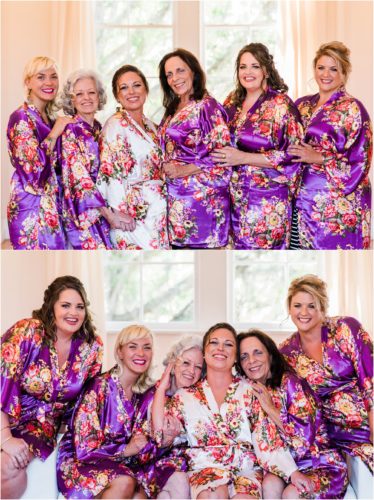 Bridesmaids in purple robes at Banyan Estate Wedding
