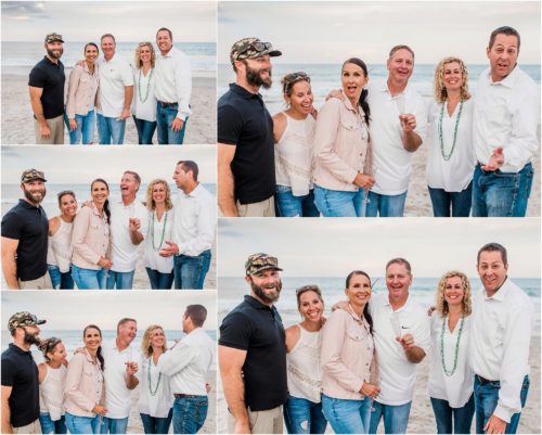 Friends on beach celebrating Satellite Beach Surprise Proposal