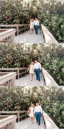 Girl looking onto the beach wondering what is going on during Satellite beach proposal
