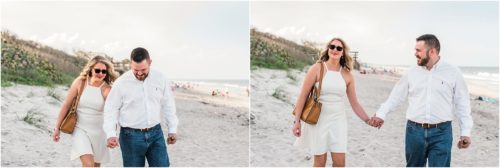 girl walking up to the proposal site during Satellite beach proposal