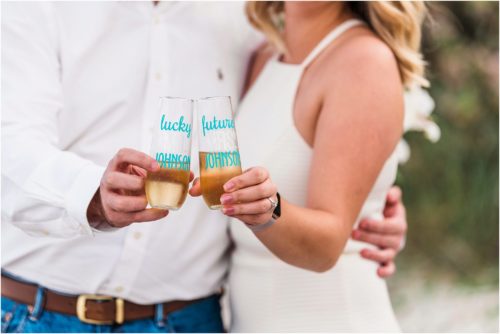 speciality champagne glasses during Satellite beach proposal