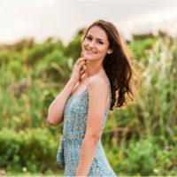 Girl in blue dress at south beach recreation center Melbourne Beach Senior Photography