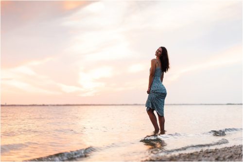 Girl standing in water Melbourne Beach Senior Photography