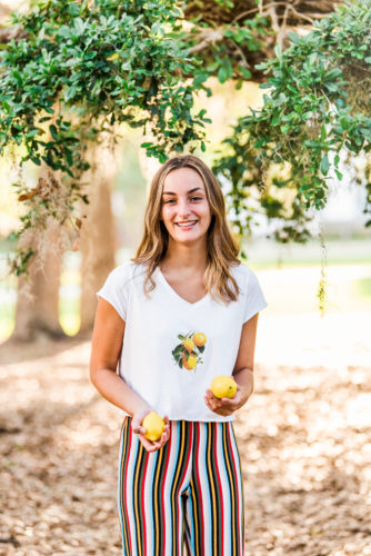 girl with lemon on her shirt