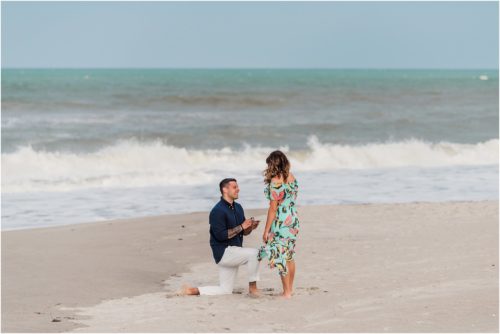 Man proposing to girlfriend on Melbourne Beach Florida