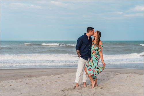 Couple kissing on Melbourne Beach Best Engagement Session Beach Locations