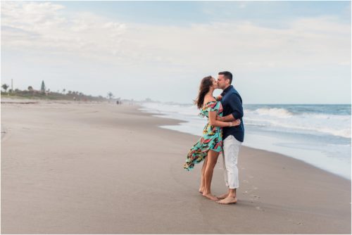 Couple kissing on Melbourne Beach