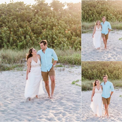 Couple walking by dunes