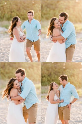 Couple playing and laughing on beach