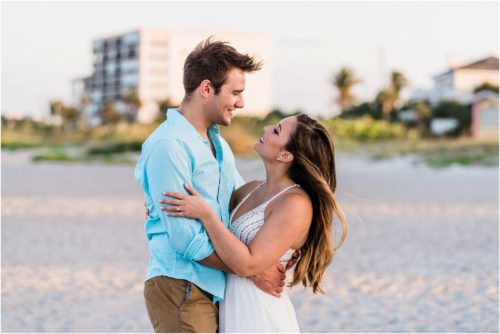 laughing on beach