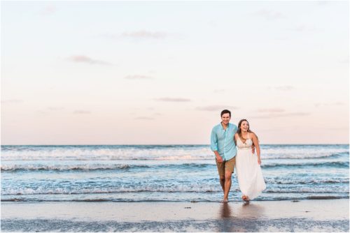 Couple walking in water
