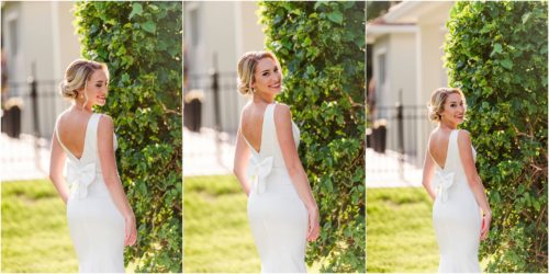 Back of dress with bow during Melbourne Beach vow renewal inspired shoot