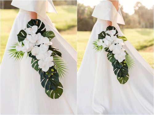 Orchid bouquet during Melbourne Beach vow renewal inspired shoot