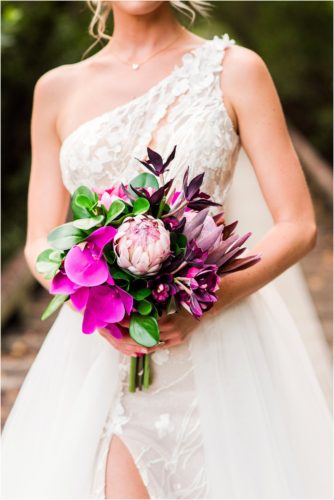 Bride with pink bouquet during Melbourne Beach vow renewal inspired shoot