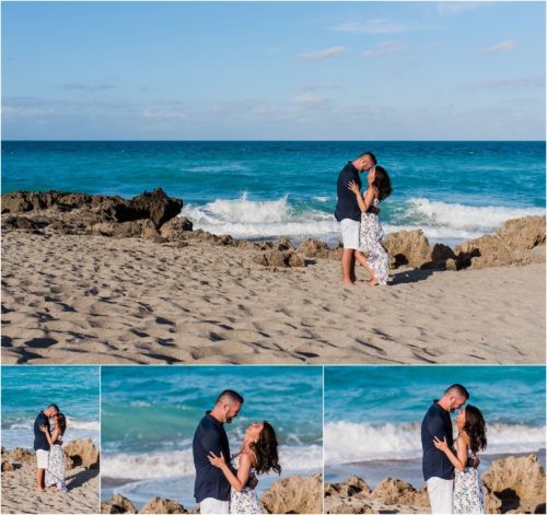 Couple standing on rocks House of Refuge Engagement session