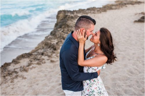 Couple kissing House of Refuge Engagement session