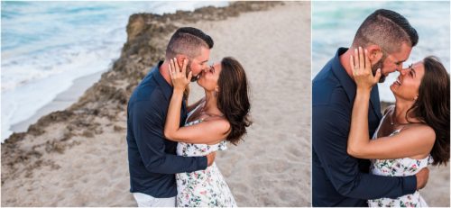 Couple kissing House of Refuge Engagement session