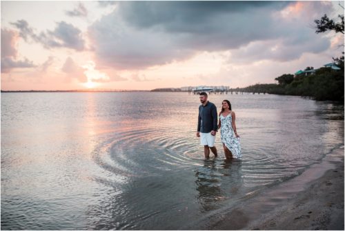 Couple walking in water