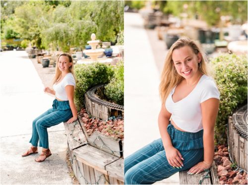 Senior sitting on bench at Rockledge Gardens