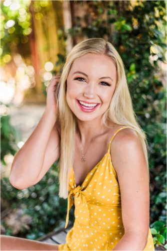 Girl with blond hair during senior portraits during Rockledge Gardens Senior Pictures