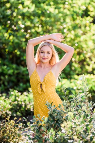 Girl with arms in the air Rockledge Gardens Senior Pictures