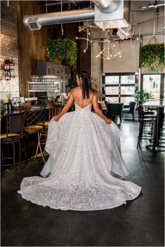 Wedding dress inside 28 North Gastropub