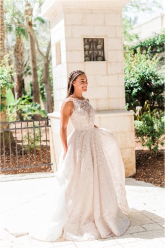 Bride in lace Haley Paige wedding dress. Melbourne Florida Wedding Photographer