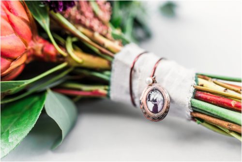 Pendant on wedding bouquet
