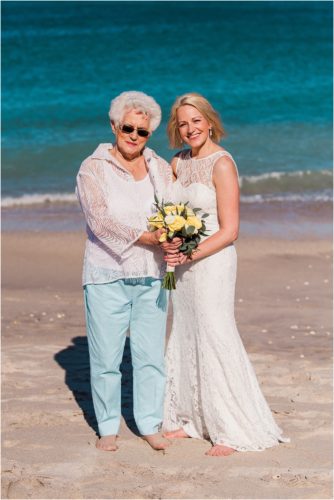 Bride and grandmother on beach in Vero Beach