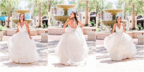 Bride twirling in Haley Paige gown Melbourne Florida Wedding