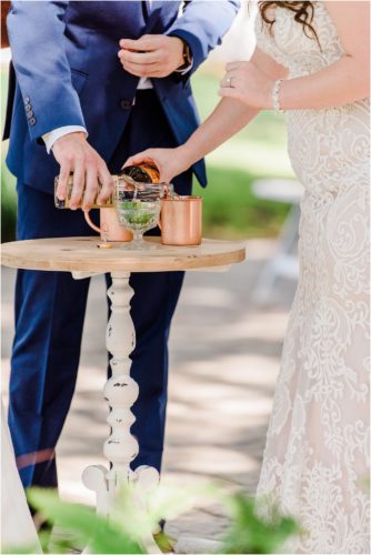 Unique ceremony ideas creating a custom Moscow mule together at up the Creek Farms