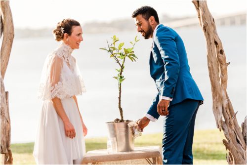Planting a tree at the Field Manor during wedding ceremony