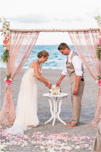 Unique Ceremony Ideas sand ceremony with colored sand on Cocoa Beach