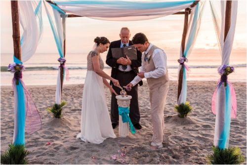 Unique Ceremony Ideas Sand ceremony during sunrise wedding on Cocoa Beach