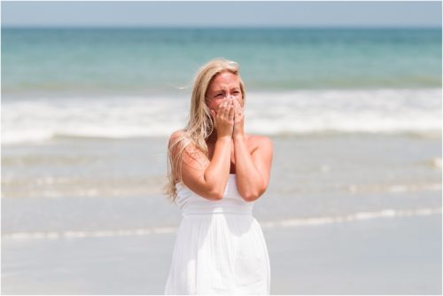 Girl seeing her mother after Surprise Proposal on Cocoa Beach