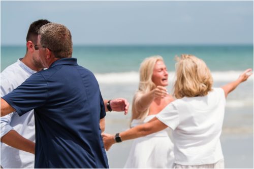 Bride seeing her mother after getting engaged