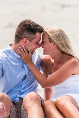 Couple hugging on beach