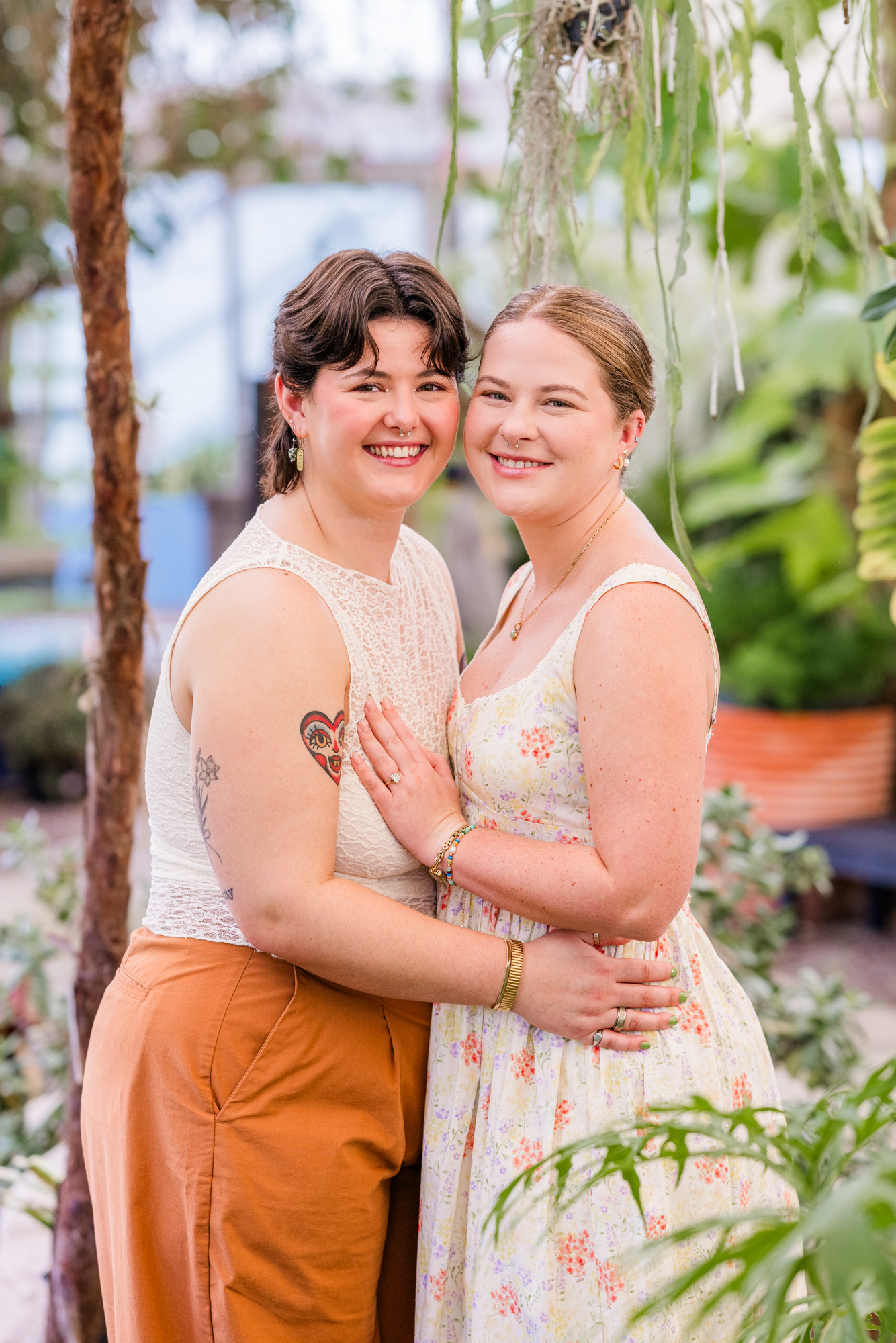 couple hugging and laughing at Rockledge Gardens