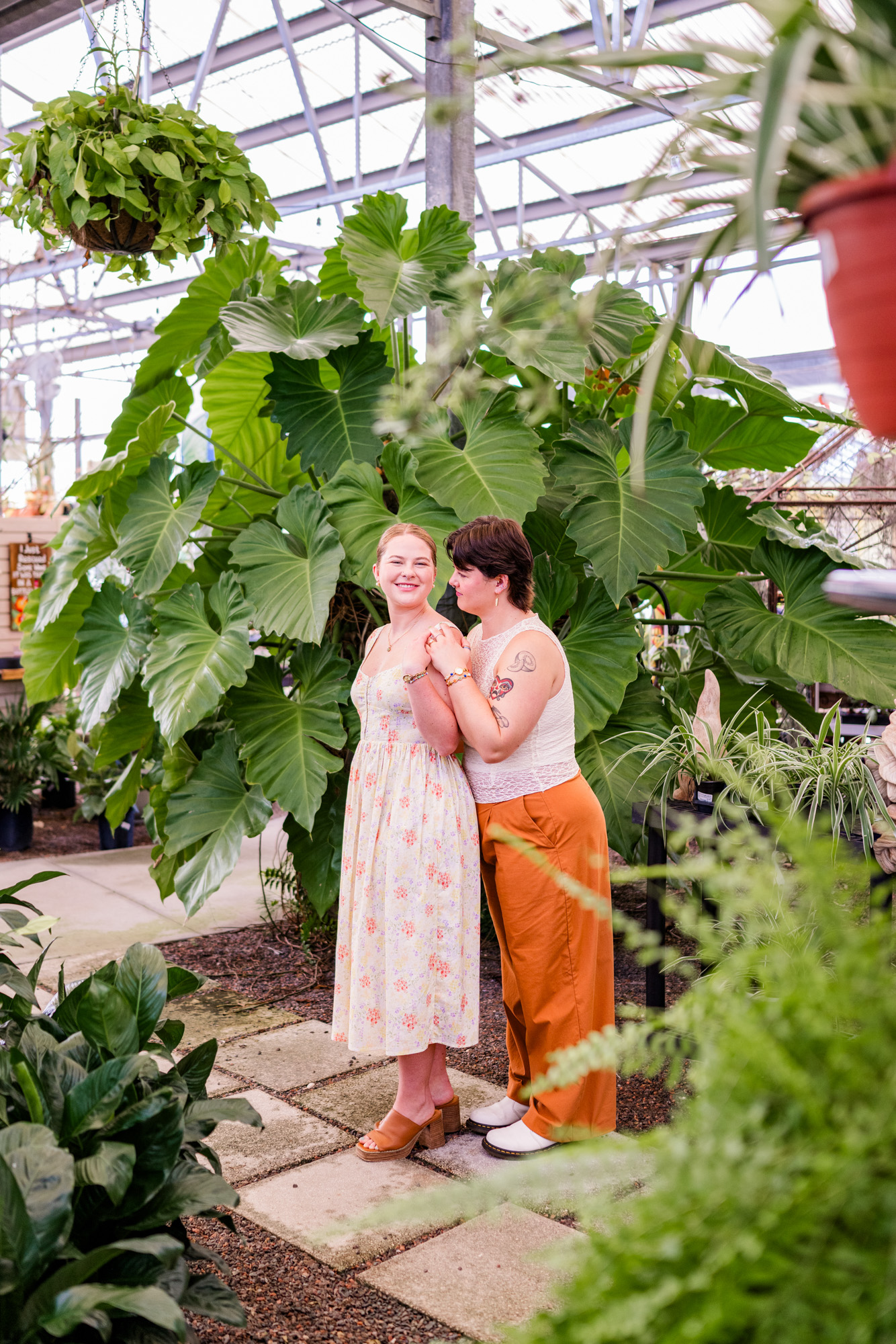 couple hugging from behind at Rockledge Gardens in Melbourne, Florida