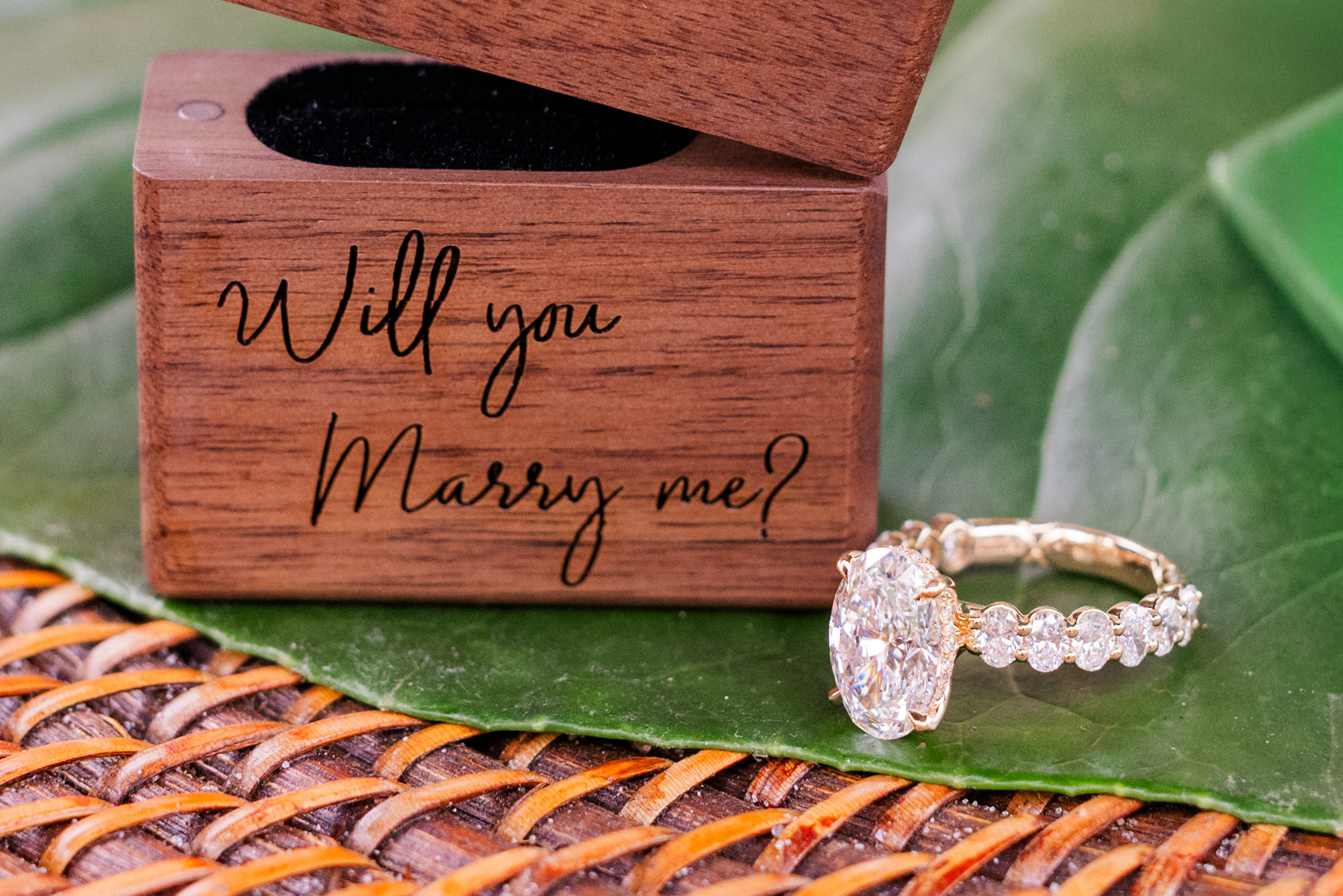 engagement ring box and ring