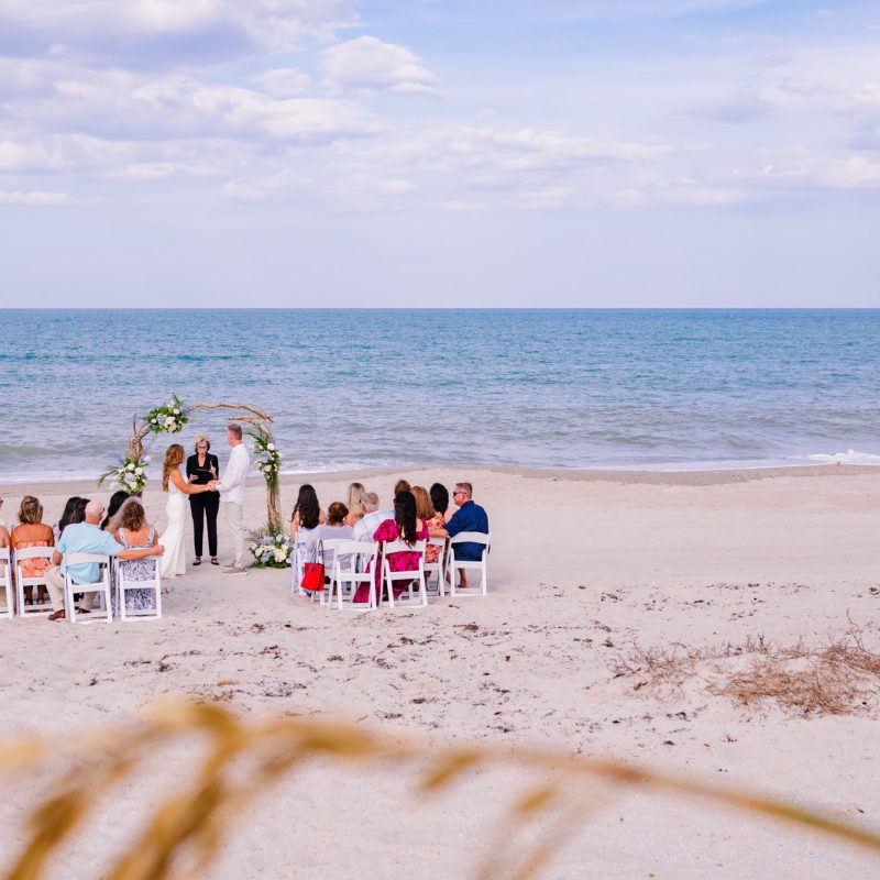 View of beach ceremony