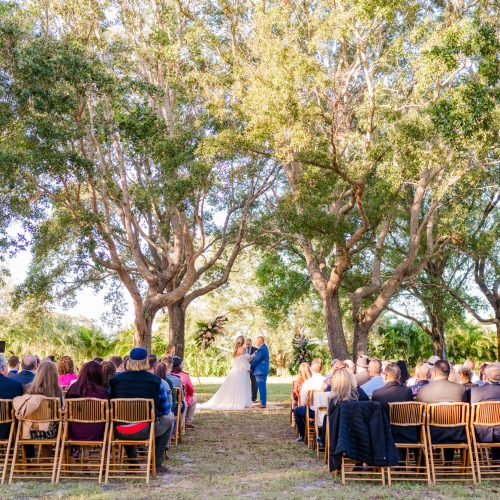 View of wedding ceremony at The Treehouse Vero Beach wedding venue