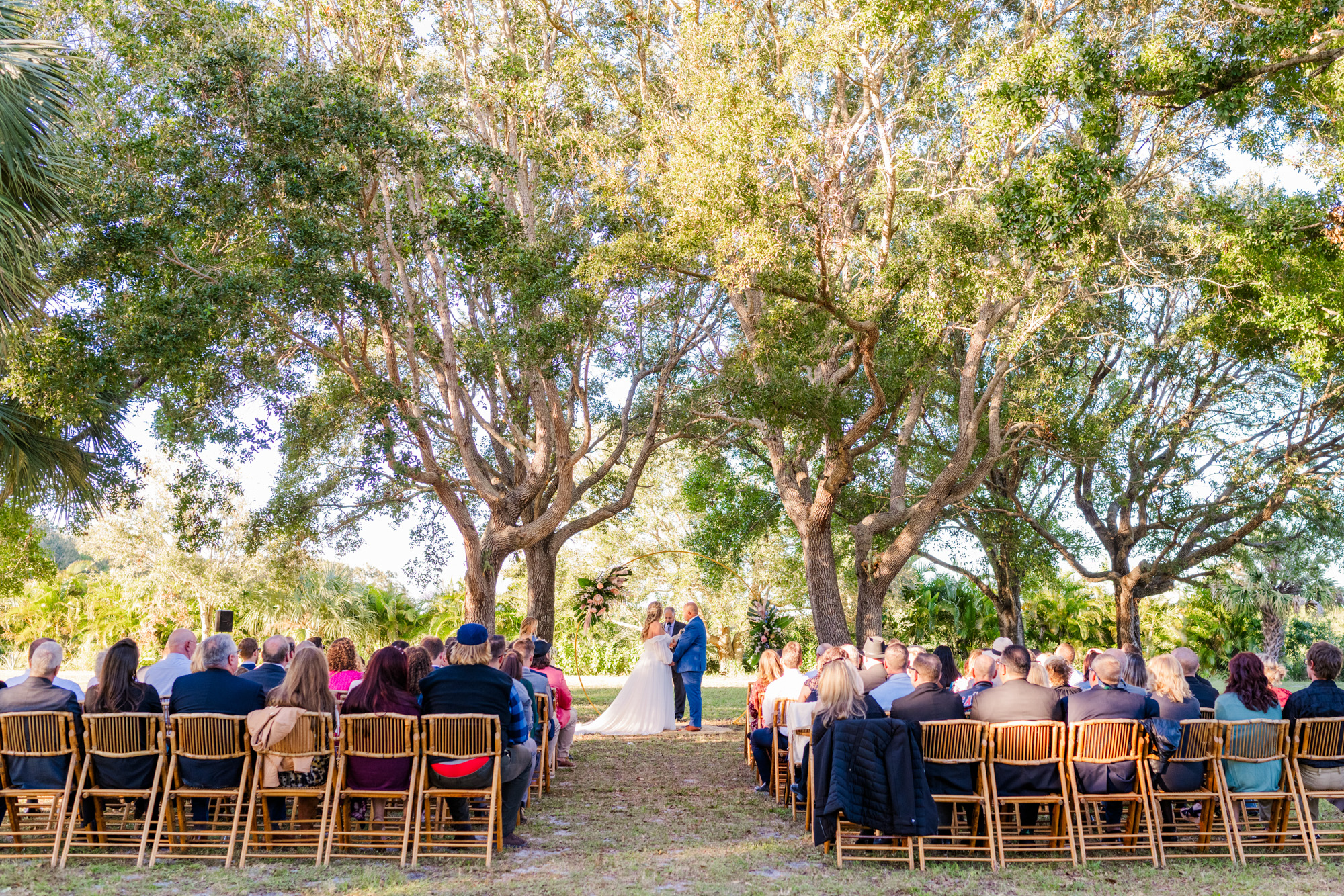 View of wedding ceremony at The Treehouse Vero Beach wedding venue