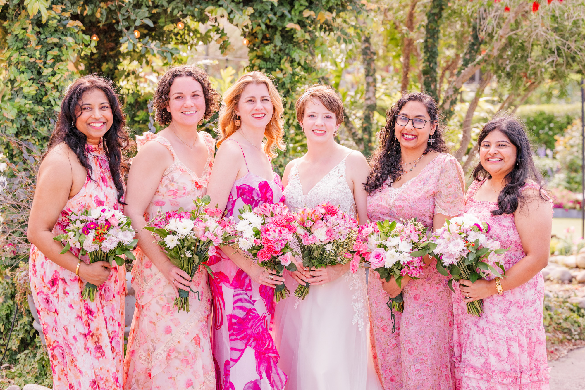 bridesmaids in pink at a Melbourne Florida wedding