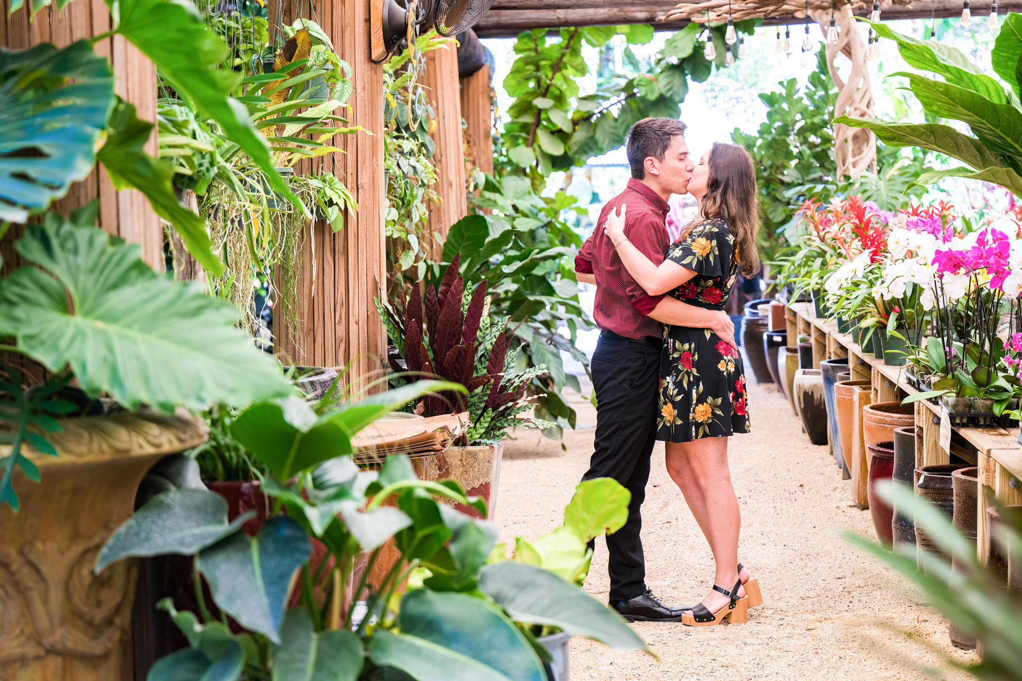 Couple at Valkaria Gardens during their engagement session