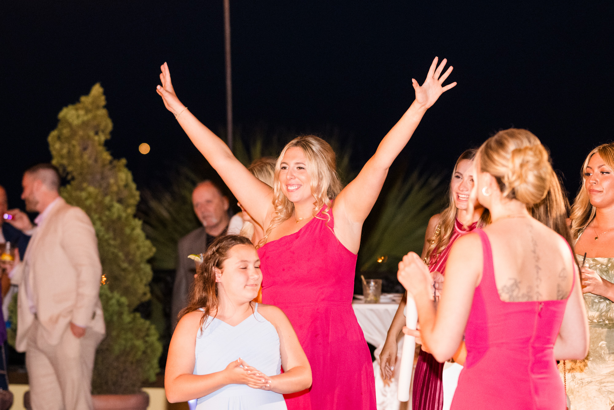 excited wedding guest at The White room in St Augustine