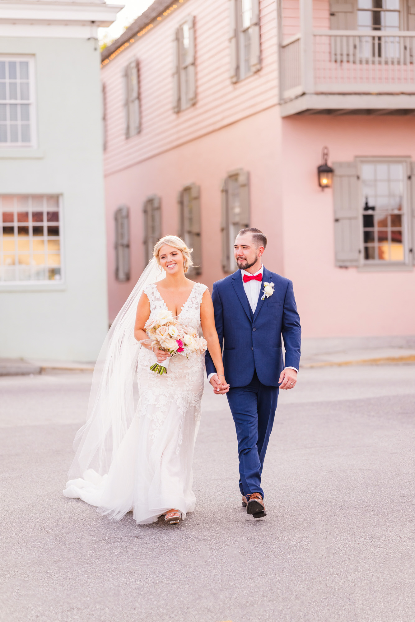 couple walking across the street in St. Augustine