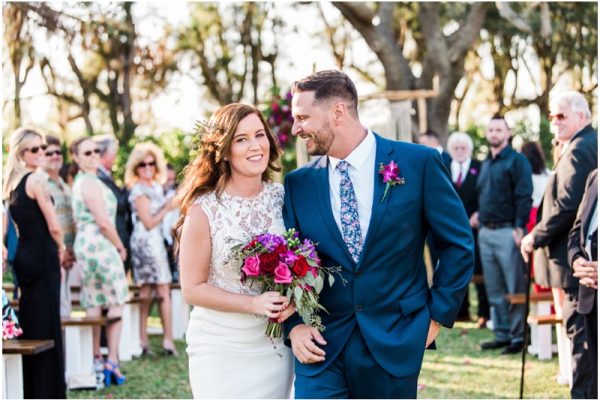 Couple just married during Bellewood Plantation wedding, Vero Beach, Florida